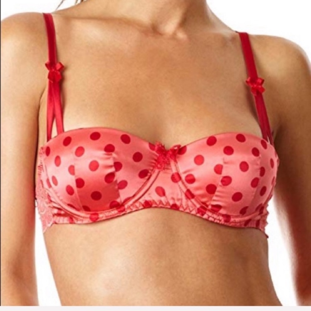 Mimi Holiday Silk & Sexy Pink Polkadot Balcony Bra